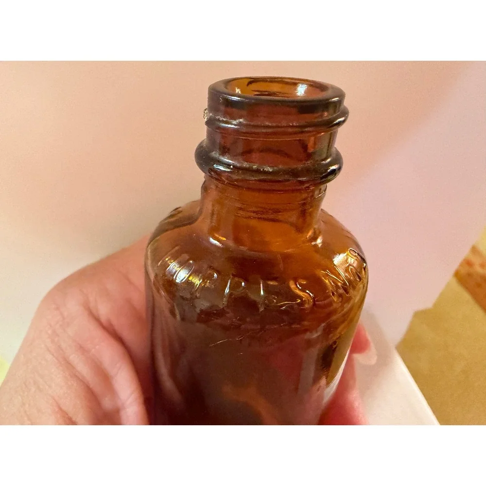 Vintage Hoppes No 9 Amber Glass Apothecary Bottle Embossed Pharmaceutical